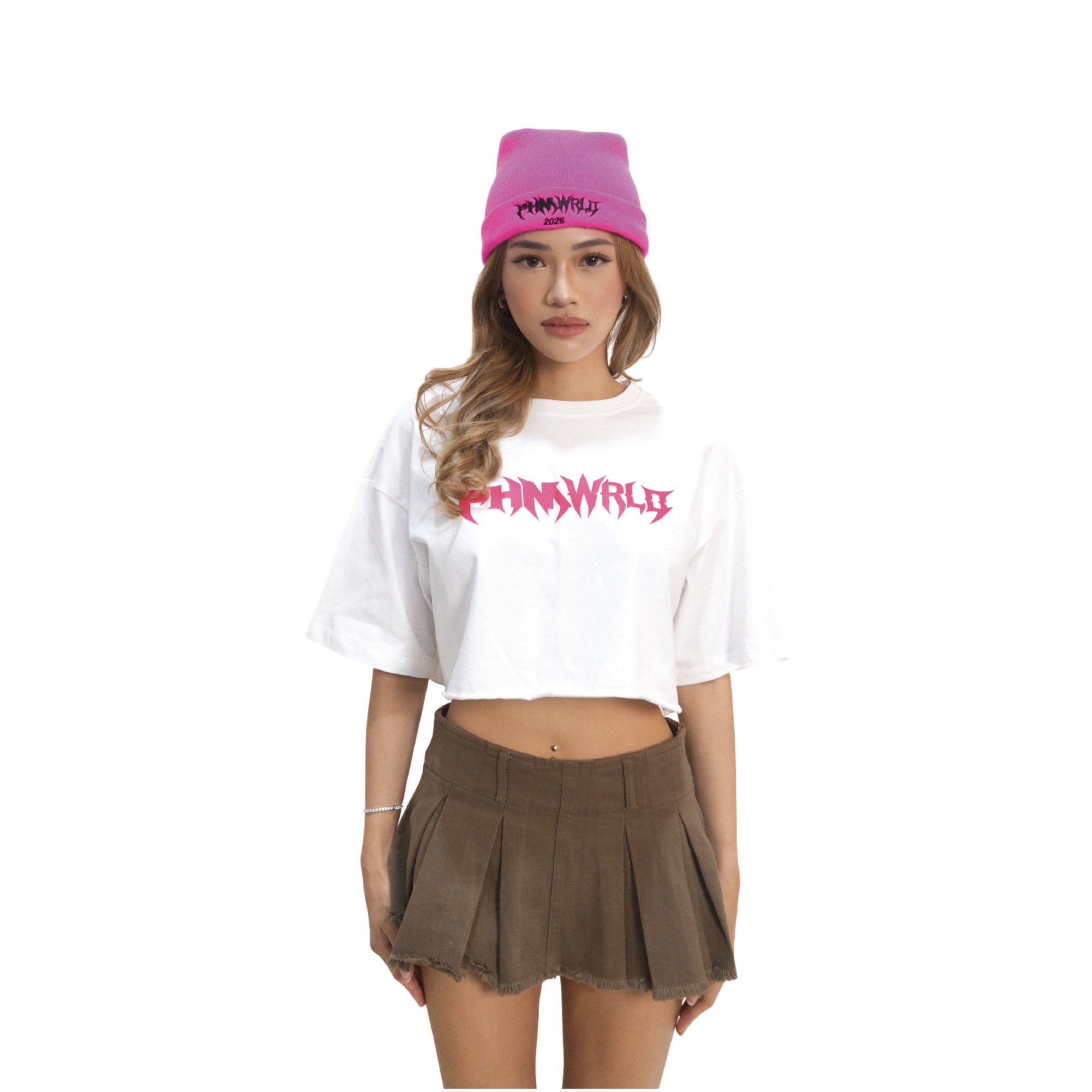 PHMWRLD Women Cropped Tee White
