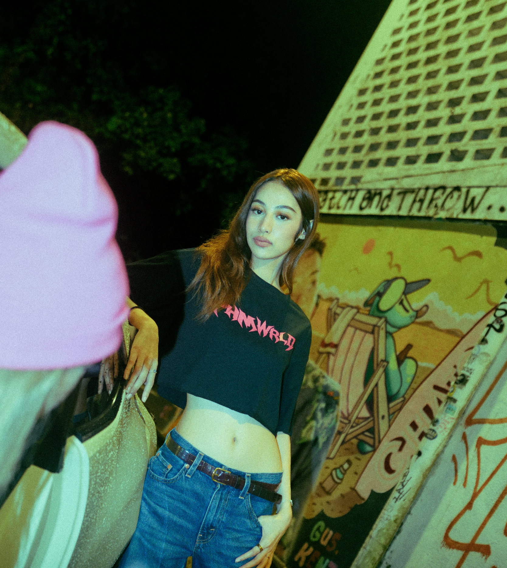 PHMWRLD Women Cropped Tee Black